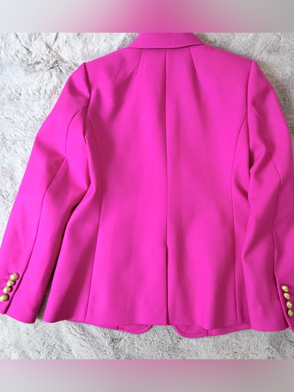 J. Crew Rhodes Suit Set Hot Pink Gold Crest Button Blazer 2P & Trouser Pants 0 - Picture 9 of 16